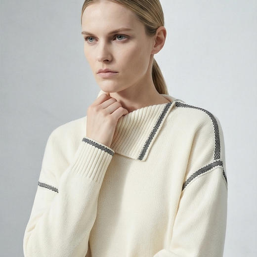 【咕咕同款】KINGDEER/KD秋冬新款女式翻领长袖羊绒衫 约390g L805690经典基本款/气质款/100%山羊绒鹿王 商品图4