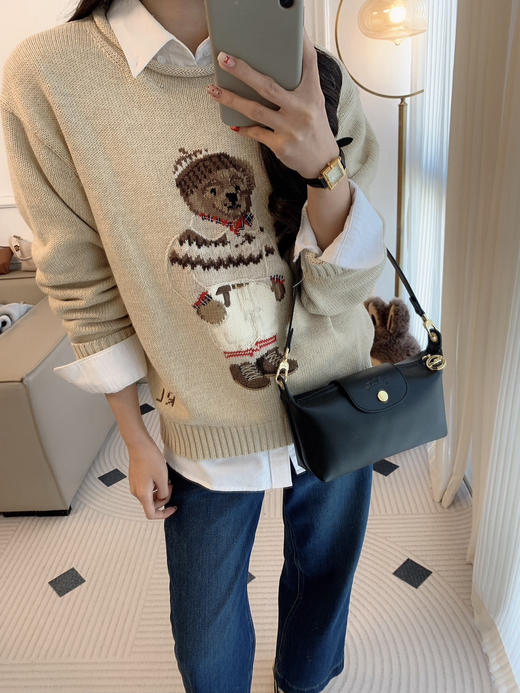 120-1 小马北欧风 棉质小熊 卷边针织毛衣 商品图4