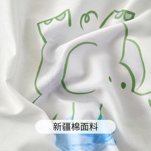 多喜爱卡通全棉印花三/四件套【新疆棉】【芬纳诺抗菌】【宽边枕套】柔软亲肤吸湿透气不易褪色 小象多比/小恐龙派对/甜梦花园/萌萌小可爱/快乐小狗/快乐池塘/卡皮巴拉/怪兽派对/早安喵呜 商品图1