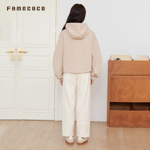 Famecoco范可儿裤子棉质双腰头直筒长裤松紧腰通勤风FAB6GA012 商品图1