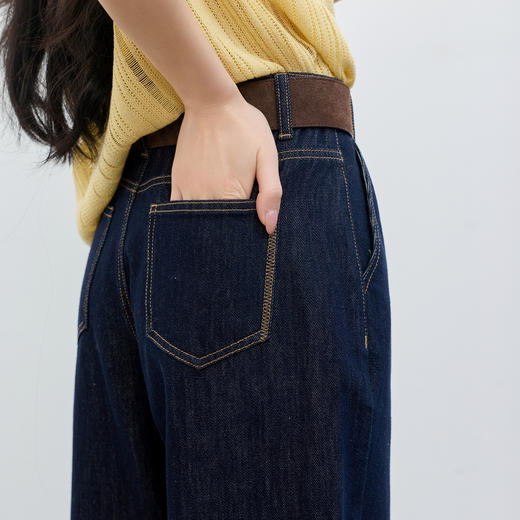 三彩2026春季新款休闲裤收腰牛仔裤长裤直筒裤复古水洗显瘦百搭M 商品图2