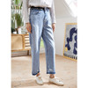 Famecoco范可儿直筒牛仔裤女士破洞宽松浅色长裤F205GA005 商品缩略图3