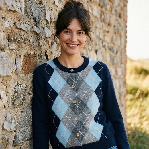 KINGDEER/KD秋冬新款百搭时尚学院风女式羊绒开衫 约280g L805913复古奶奶风/100%山羊绒鹿王 商品图10