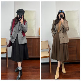 福利款！太好穿~2026加厚斜纹面料立体剪裁毛呢百褶半裙女秋冬！