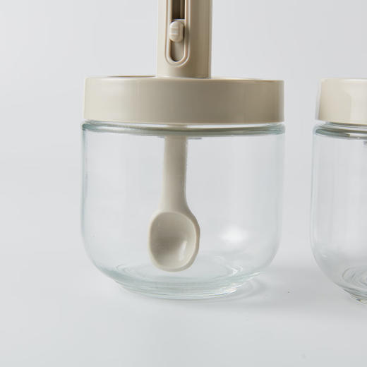 NITORI宜得利家居 厨房玻璃调味瓶伸缩勺盖一体调味罐套装 商品图3