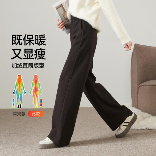 【断色亏本售！厚绒直筒】逸阳冬加绒加厚高腰醋酸羊毛显瘦窄版阔腿裤1915 商品图2