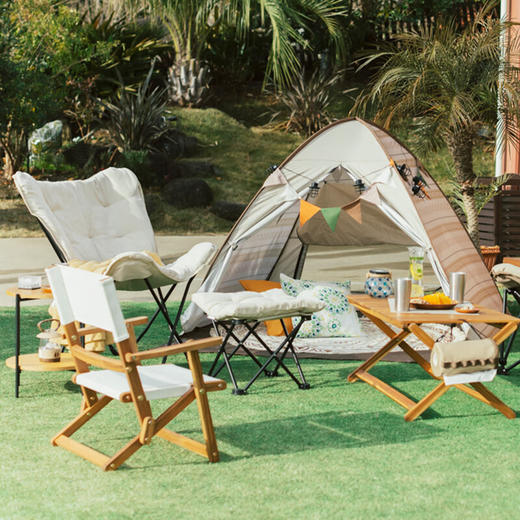 NITORI宜得利家居 户外露营可折叠椅便携式复古高背蝴蝶椅折叠凳慵懒风 商品图2