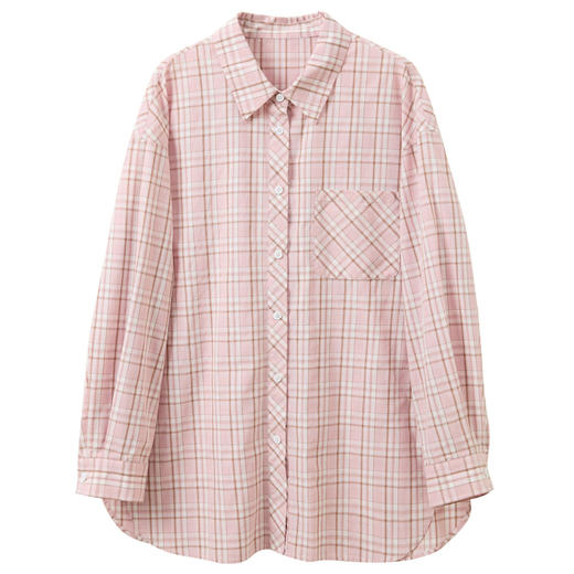 【莱赛尔】三彩2026春季新款格纹衬衫宽松中长衬衣开衫翻领复古M 商品图4