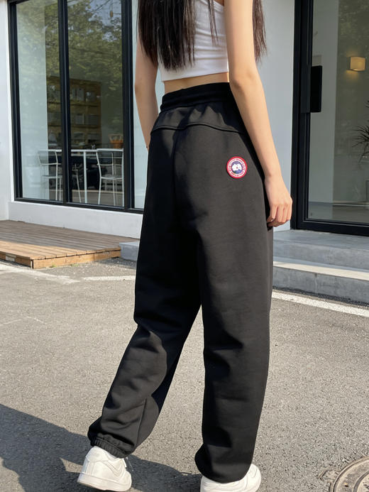 男女同款松紧腰大鹅拼接徽标加绒显瘦卫裤 商品图2