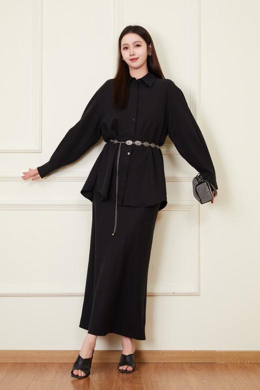 Kai & Kiera 黑色显瘦百搭垂坠直筒半裙 22044 商品图7