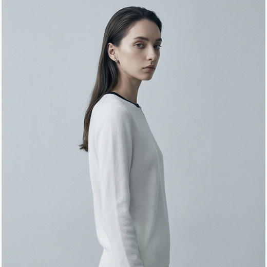 【咕咕同款】KINGDEER/KD秋冬新款女式圆领桂花针撞色圆领羊绒衫 约198g L805658经典基本款/气质款/100%山羊绒鹿王 商品图7