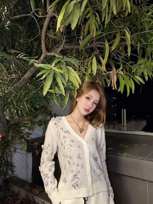 【非质量问题不退】PP06-迪奥 2025早春系列花卉刺绣幻彩纱V领针织开衫(SSJ*PP) 商品图2