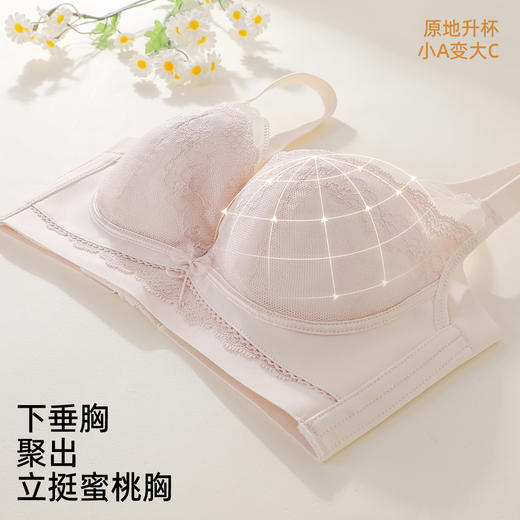 熳洁儿 撞色小胸聚拢文胸轻乳棉中厚杯法式蕾丝立挺饱满26261510 商品图5
