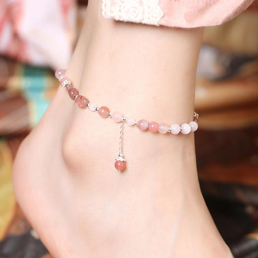 【祈愿吉品】新款粉晶多宝招桃花脚链 商品图3