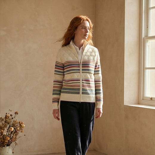 KINGDEER/KD秋冬新款休闲女式长袖半高领开衫羊绒衫L805696复古奶奶风鹿王 商品图9