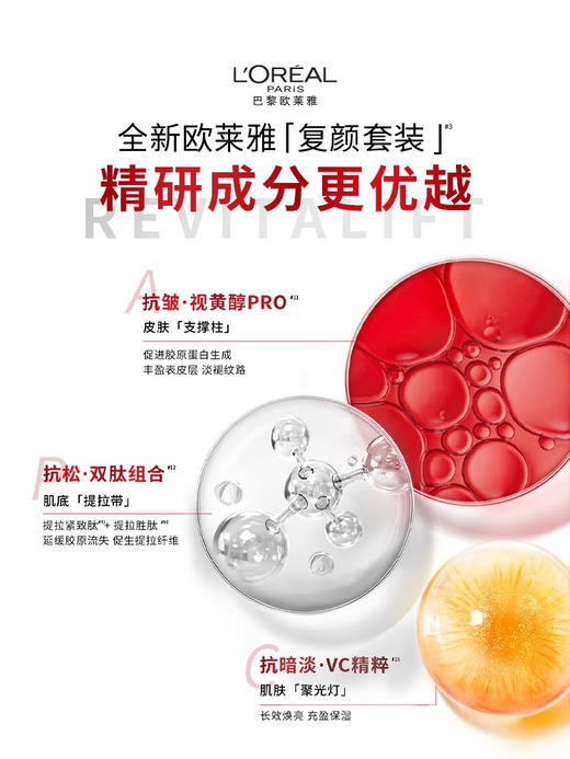 马年限定！欧莱雅复颜紧致马年红礼盒 洁面125ml+水130ml+乳110ml+面霜25ml×2+面膜3片+红色云朵化妆包+旅行中样套装 商品图8