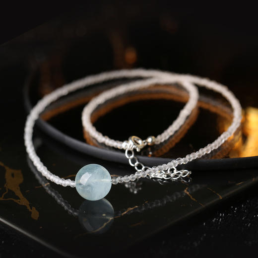 【祈愿吉品】白水晶海蓝宝项链新款 商品图4