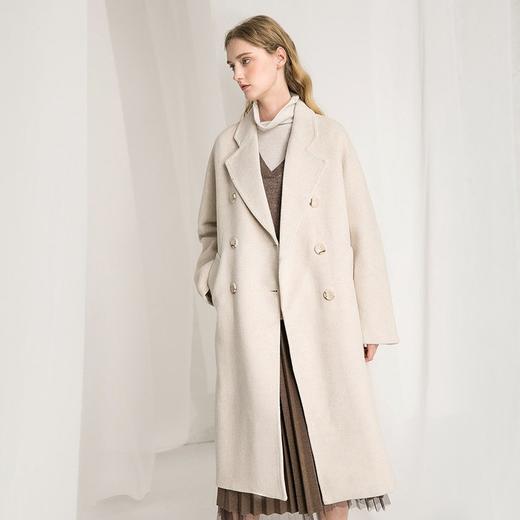 Famecoco范可儿双排扣气质呢子大衣女士冬季经典百搭长款外套F198AC117 商品图1