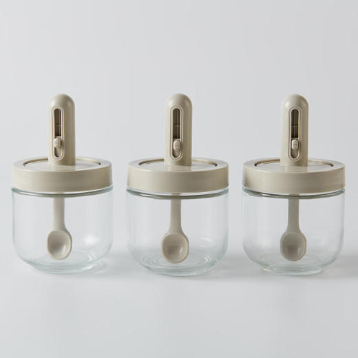 NITORI宜得利家居 厨房玻璃调味瓶伸缩勺盖一体调味罐套装 商品图2