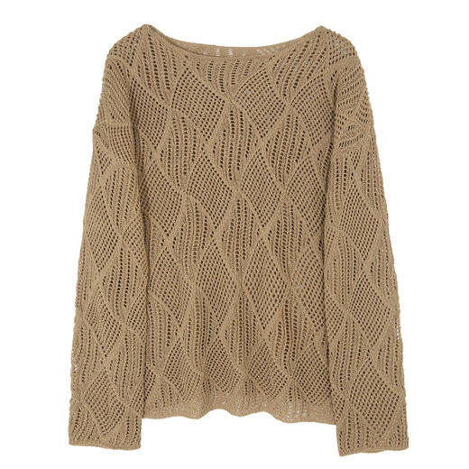 三彩2026春季新款镂空肌理针织衫微透罩衫套头轻薄毛衫慵懒度假M 商品图4