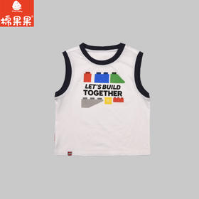 棉果果× LEGO男童夏季凉感白色背心氨棉汗布纯棉背心L212170226396