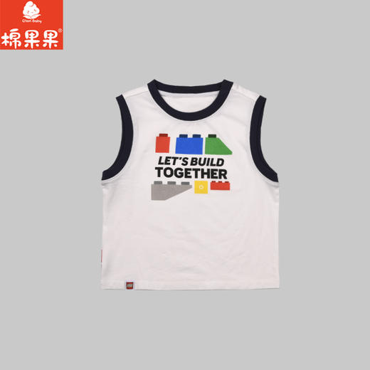 棉果果× LEGO男童夏季凉感白色背心氨棉汗布纯棉背心L212170226396 商品图0