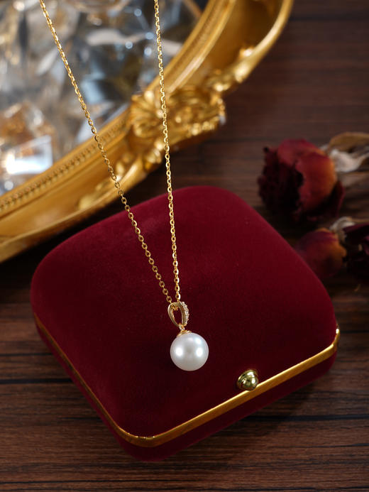 子佩集【月河星野】银S925珍珠惜王妃套链【P3028】9mm珠双色吊球V字2601 商品图6