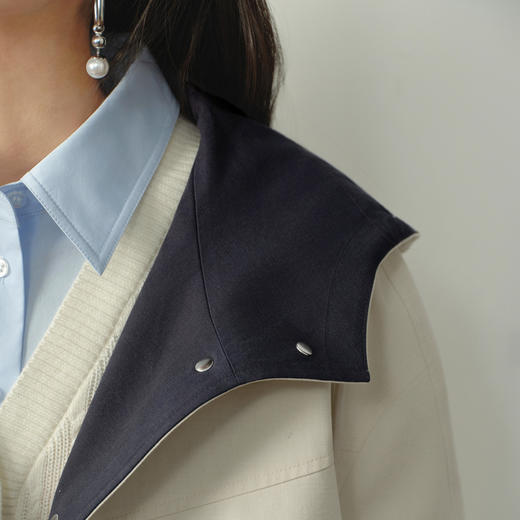 【严选】【开心果风衣】诗凡黎撞色连帽短款风衣2026春新款派克工装外套女7H1460211 商品图3