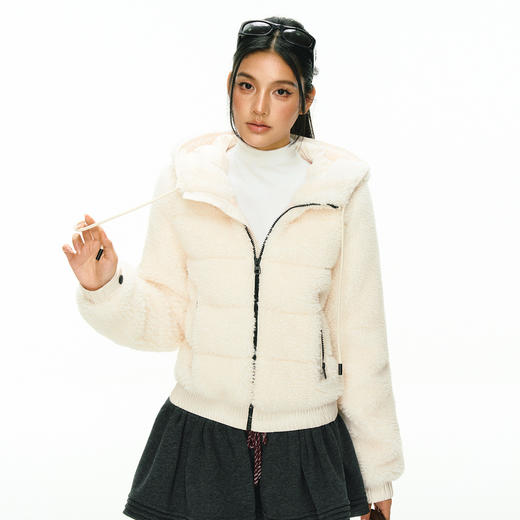 Ariseism 美式复古泰迪摇粒绒连帽羽绒服女冬季新款加厚保暖外套 商品图1