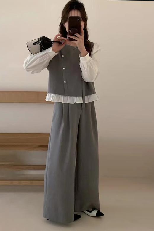 ESTELLICA 撞色拼接休闲高级阔腿裤气质套装 22037 商品图0