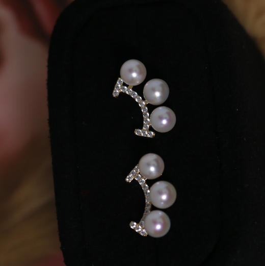 甄珠贝 T家经典微笑风格 Akoya海水珠 耳环 5-6mm 925纯银配件 商品图4