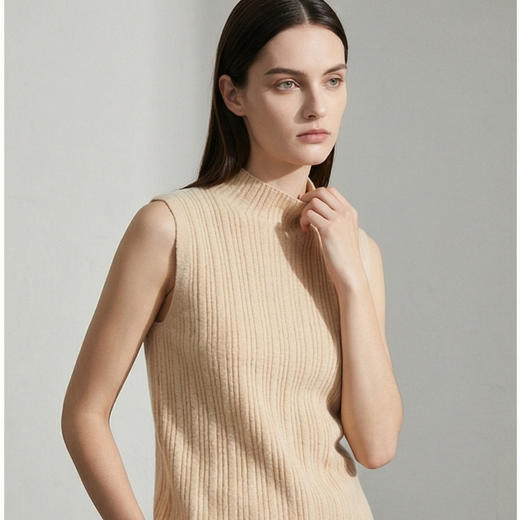 【咕咕同款】KINGDEER/KD秋冬新款女式休闲针织百搭无袖背心羊绒衫 约70g L805727经典基本款/气质款100%山羊绒鹿王 商品图9