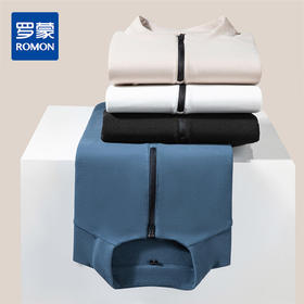 罗蒙男士秋冬长袖打底衫休闲撞色半拉链设计通勤T恤半高领打底衫