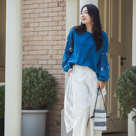 【林栖设计小店】简雅素意|棉麻白色蕾丝花边围腰2026春新款百搭牛仔裤1961224 商品图2