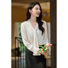 细腻柔光缎面飘带衬衫  经典黑白杏三色 通勤配西装、约会配半裙、开会配西裤皆可！米思阳2026春新款设计感通勤V领飘带领衬衫女5305 商品缩略图10