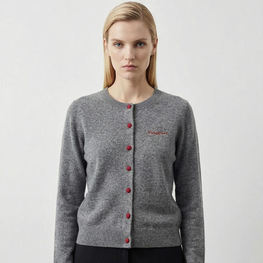 KINGDEER/KD秋冬新款百搭休闲宽松圆领羊绒开衫 约260g L805587经典基本款/气质款/100%山羊绒鹿王 商品图10