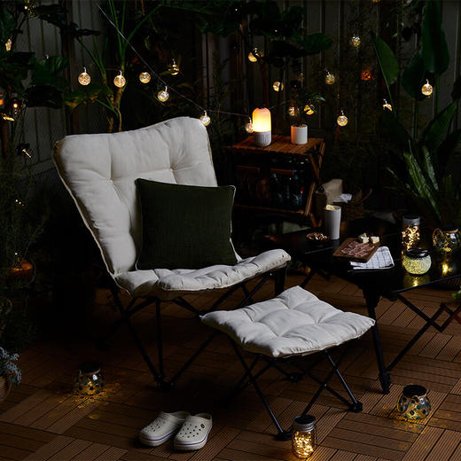 NITORI宜得利家居 户外露营可折叠椅便携式复古高背蝴蝶椅折叠凳慵懒风 商品图3