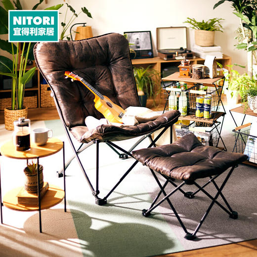 NITORI宜得利家居 户外露营可折叠椅便携式复古高背蝴蝶椅折叠凳慵懒风 商品图0
