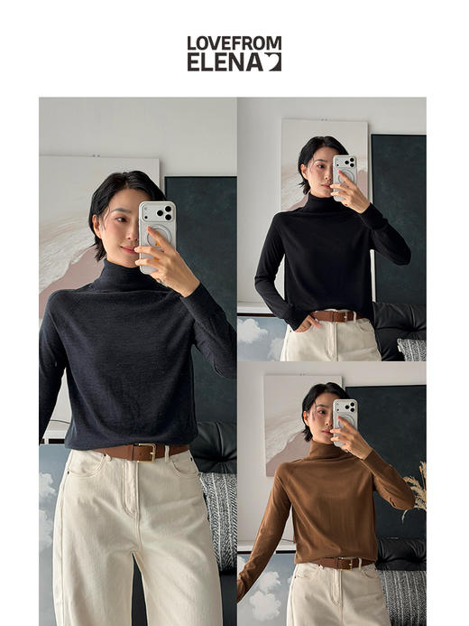 「工厂团购」100%羊毛 宽松纯色高领打底衫 商品图0