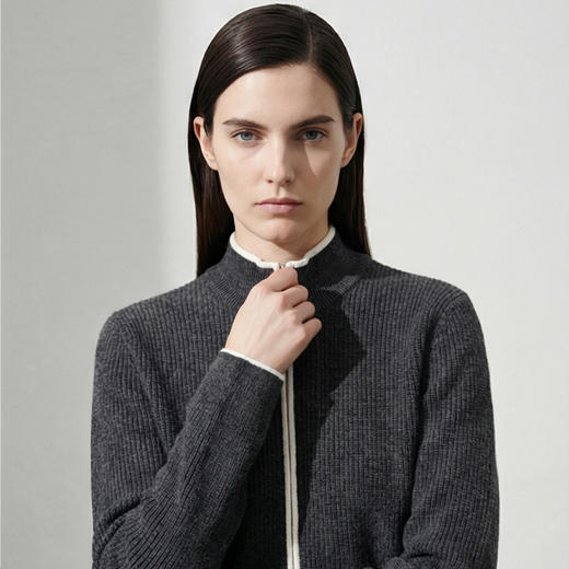 KINGDEER/KD春秋休闲针织半高领拉链开衫羊绒衫L805942经典基本款/气质款鹿王 商品图11