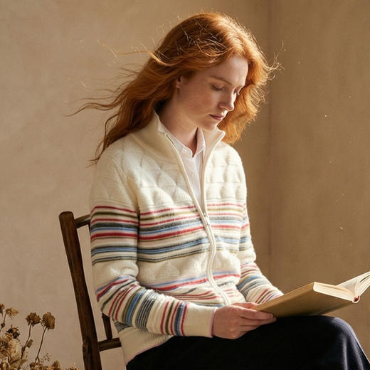 KINGDEER/KD秋冬新款休闲女式长袖半高领开衫羊绒衫L805696复古奶奶风鹿王 商品图10