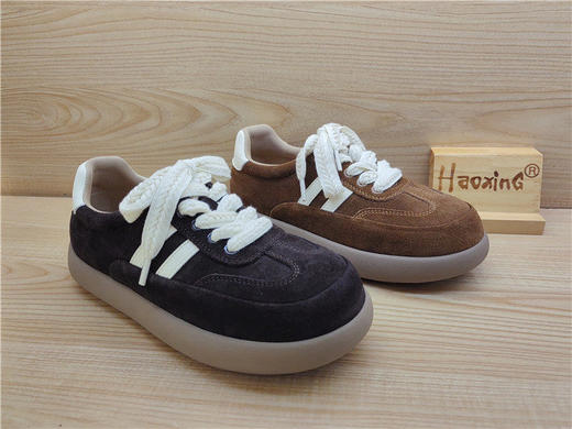 2025秋季新款豪行真皮女鞋25330686时尚平底系带休闲青春单鞋 商品图2