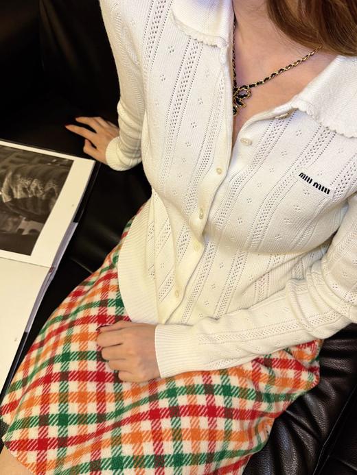 【非质量问题不退】PP02-MIUMIU镂空针织polo长袖开衫(BL*PP) 商品图4