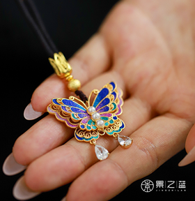 【彼达思】景之蓝 紫韵福蝶项链珐琅首饰饰品