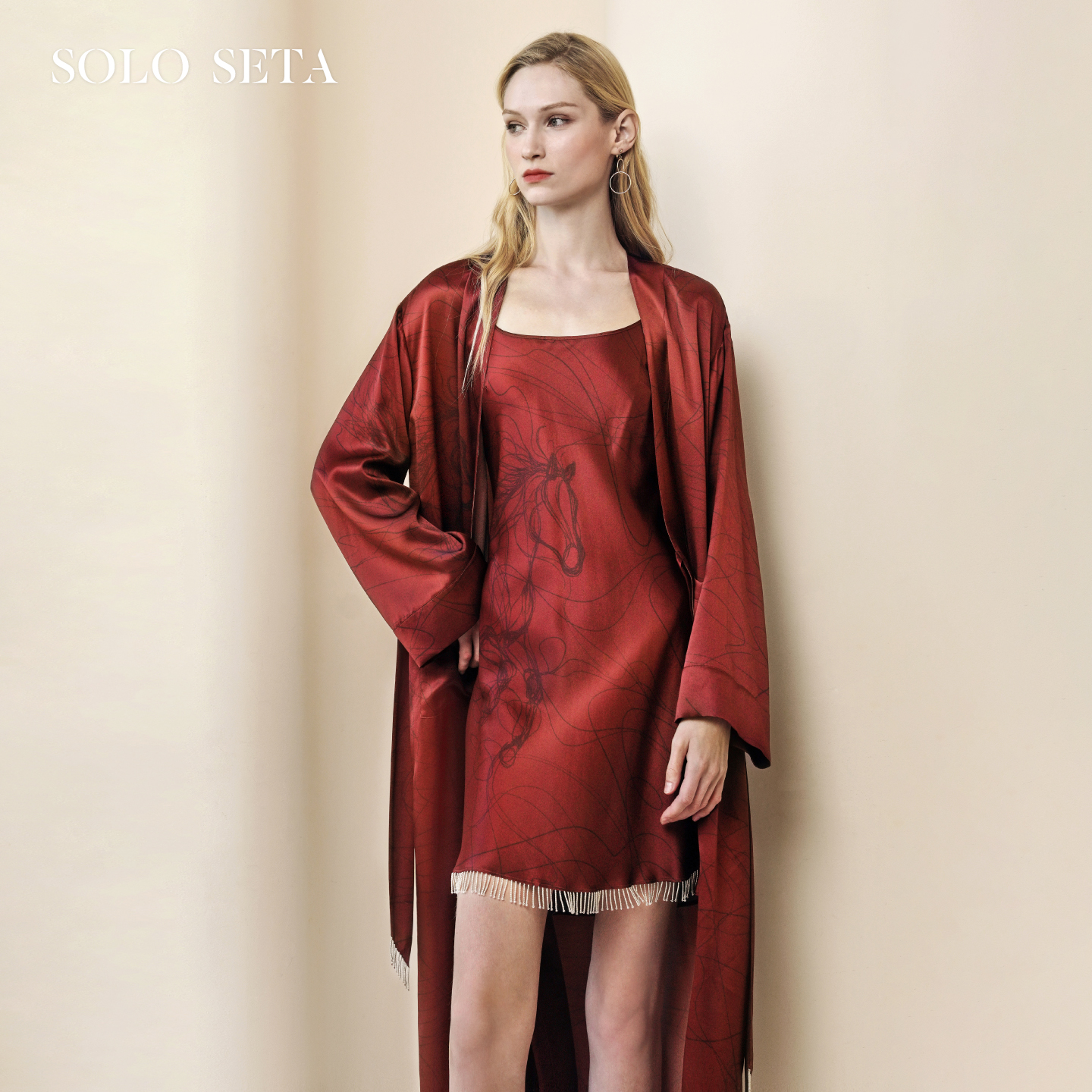 Solo seta22姆米重磅女士真丝睡袍桑蚕丝家居服秋冬马年礼物送礼