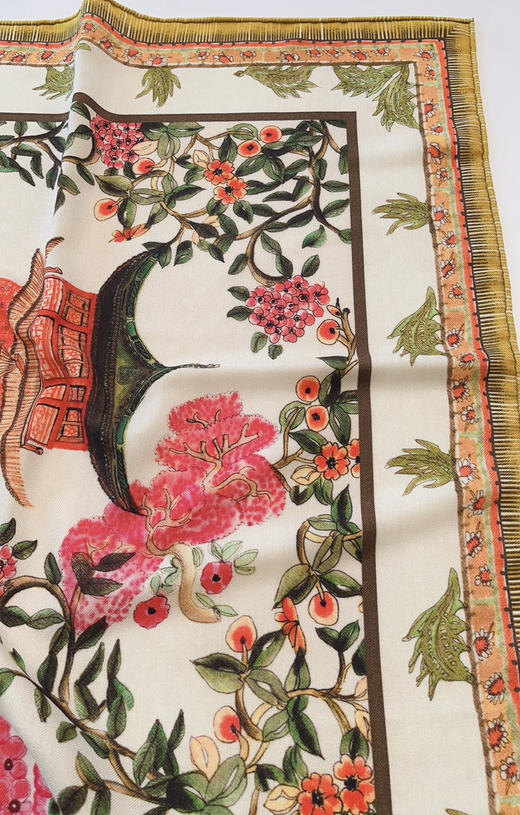 120-7 渠道货 独家一手 小禾 新年系列 马上封侯 真丝羊绒 140*140 大方巾 商品图10