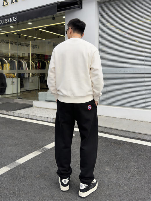 男女同款松紧腰大鹅拼接徽标加绒显瘦卫裤 商品图5