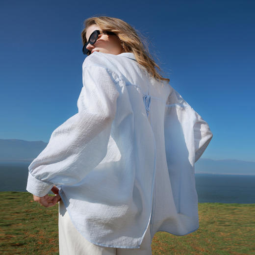 【六好氧气衫】三彩2026春季新款轻薄莱赛尔衬衫衬衣宽松开叉Z 商品图2