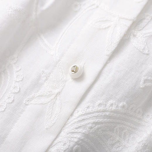 「高货wl」全新升级【铂金会员293/天猫389/差价96】(72606)洛诗琳法式棉麻刺绣上衣2026春季减龄气质木耳边衬衫 商品图3