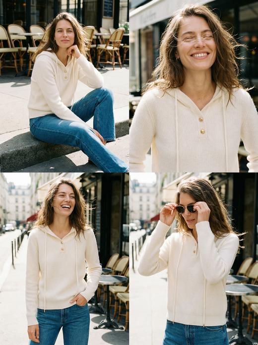 KINGDEER/KD百搭时尚长袖宽松圆领帽衫羊绒衫L805943轻运动/花朵/休闲款鹿王 红色 商品图2